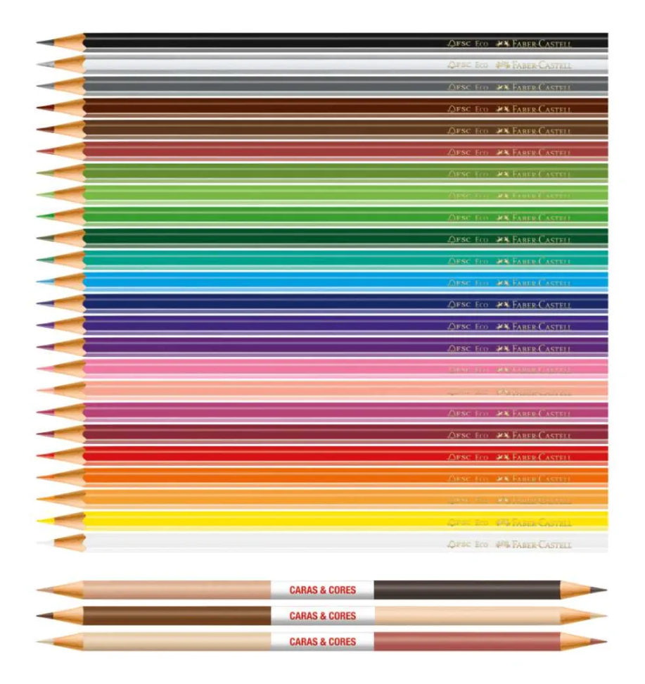 Lápis de Cor Faber-Castell 24 Cores + Apontador + 3 Lápis Bicolor – Kit Completo para Criar e Aprender!