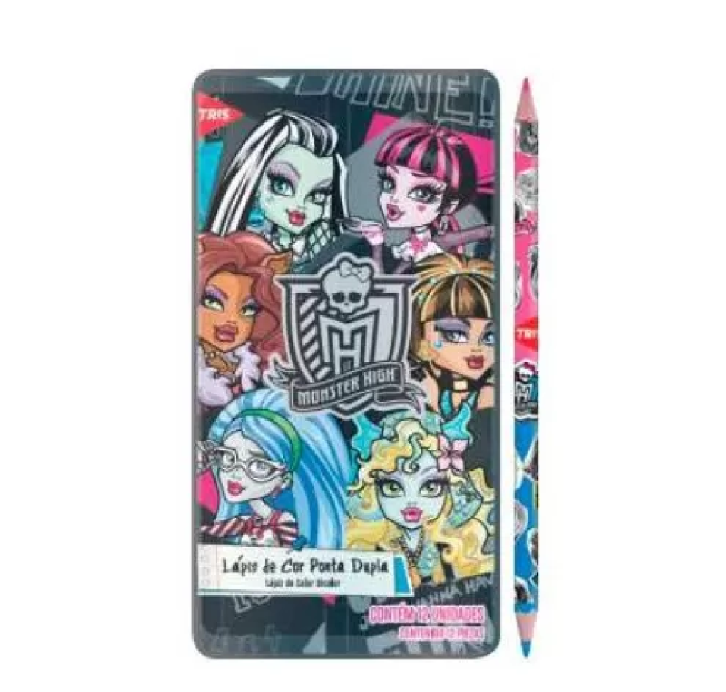 Lápis de cor Monster High com 12 ponta dupla 24 cores ( LATA ) - #3