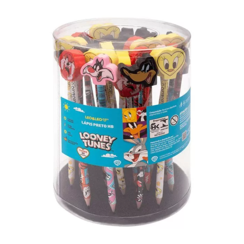 Lápis de Escrever com Borracha Looney Tunes – 1 Unidade | Leo&Leo
