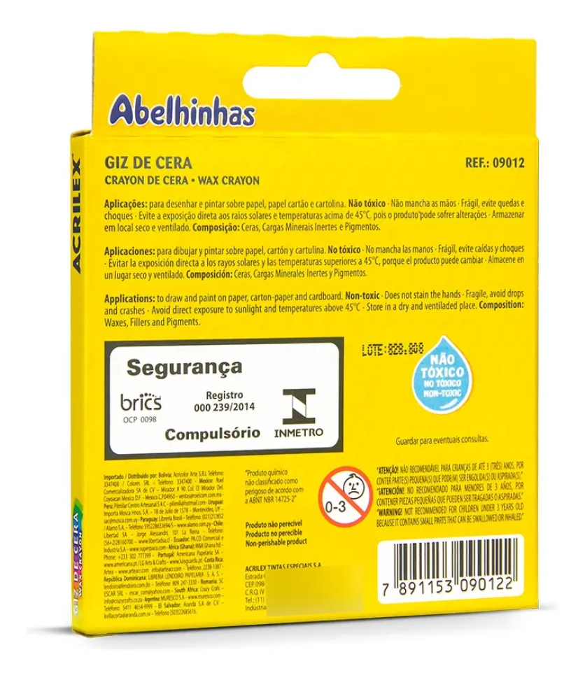 Giz de cera pequeno com 12 unidades Acrilex - #3