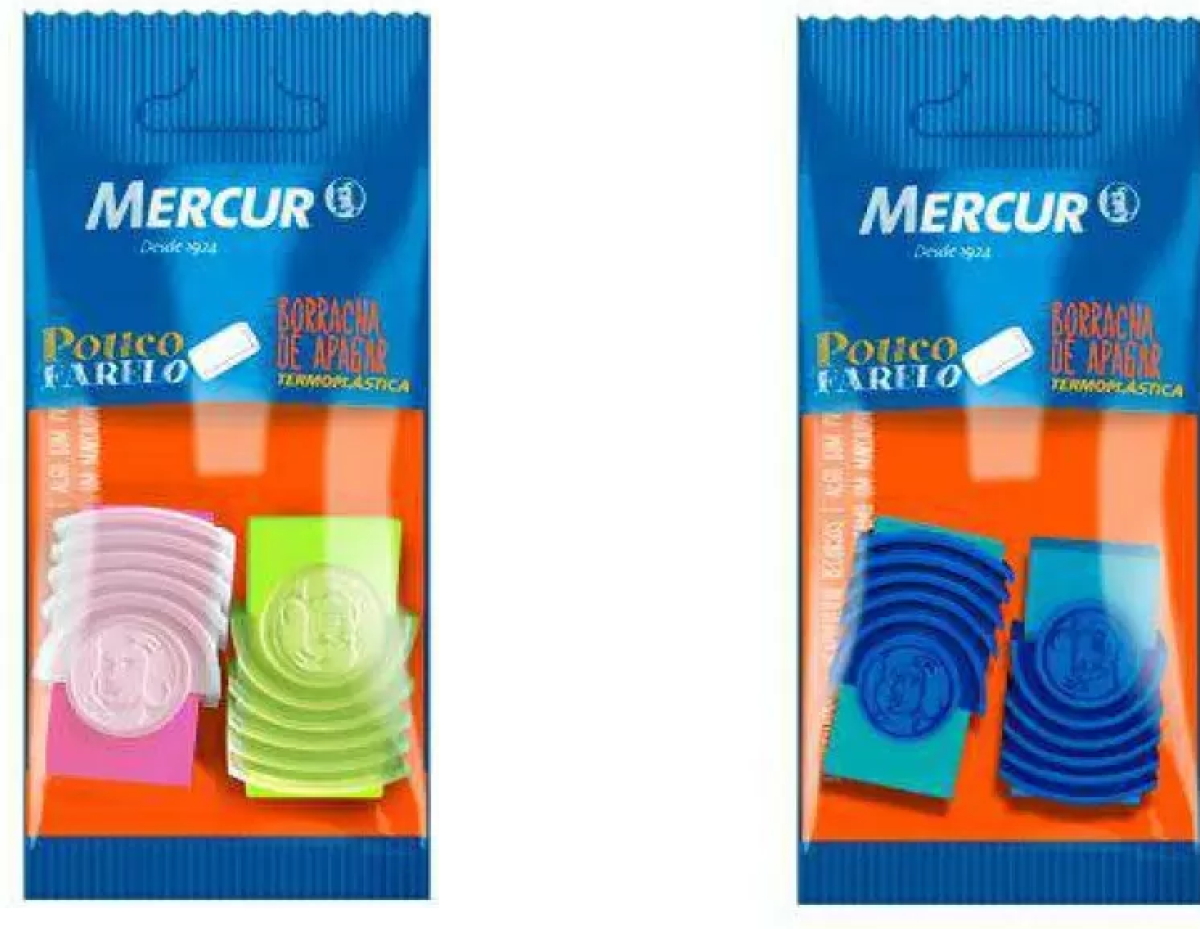Borracha com capa plástica colorida neon com 02 unidades blister Mercur