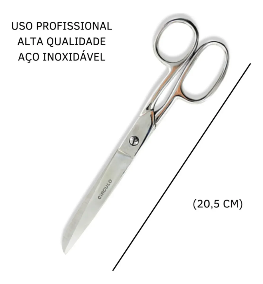 Tesoura Inox 20,5cm 8'' Círculo - Costura / Multiuso - #6