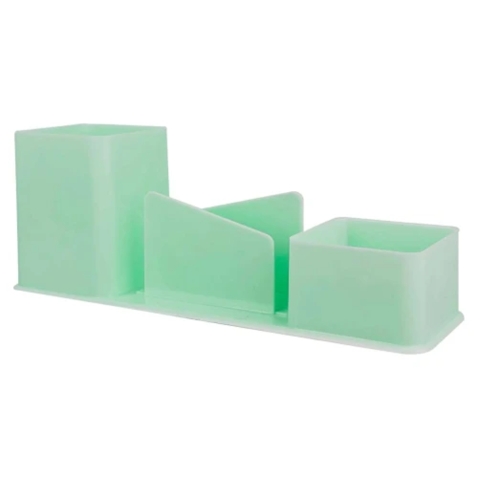 Porta Canetas, Clips e Lembretes 3 em 1 Acrílico – Azul, Lilás, Verde e Cristal - #5