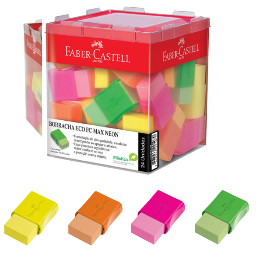 Borracha com capa plástica tk neon 01 unidade Faber Castell