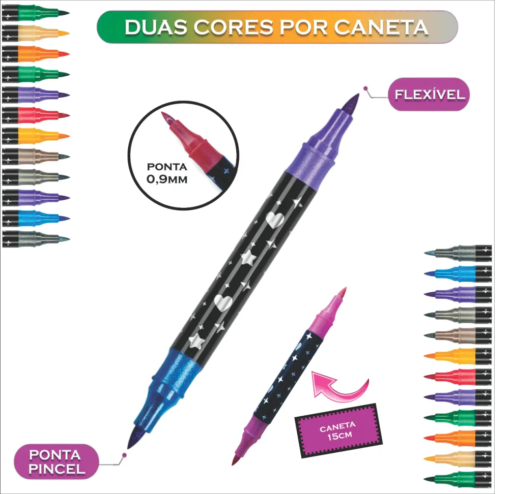 Canetinhas Glitter Touch 24 Canetas Ponta Dupla 48 Cores - #4
