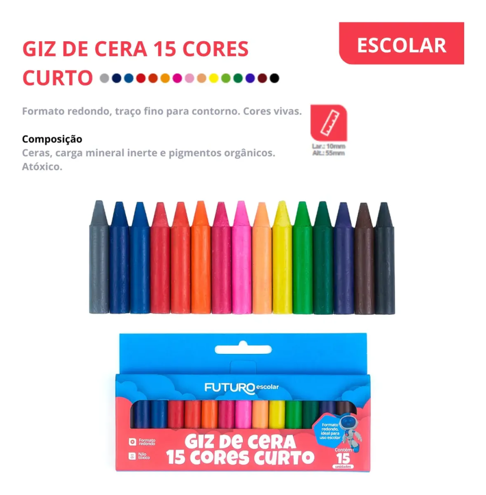 Giz de cera curto com 15 unidades Futuro - #3