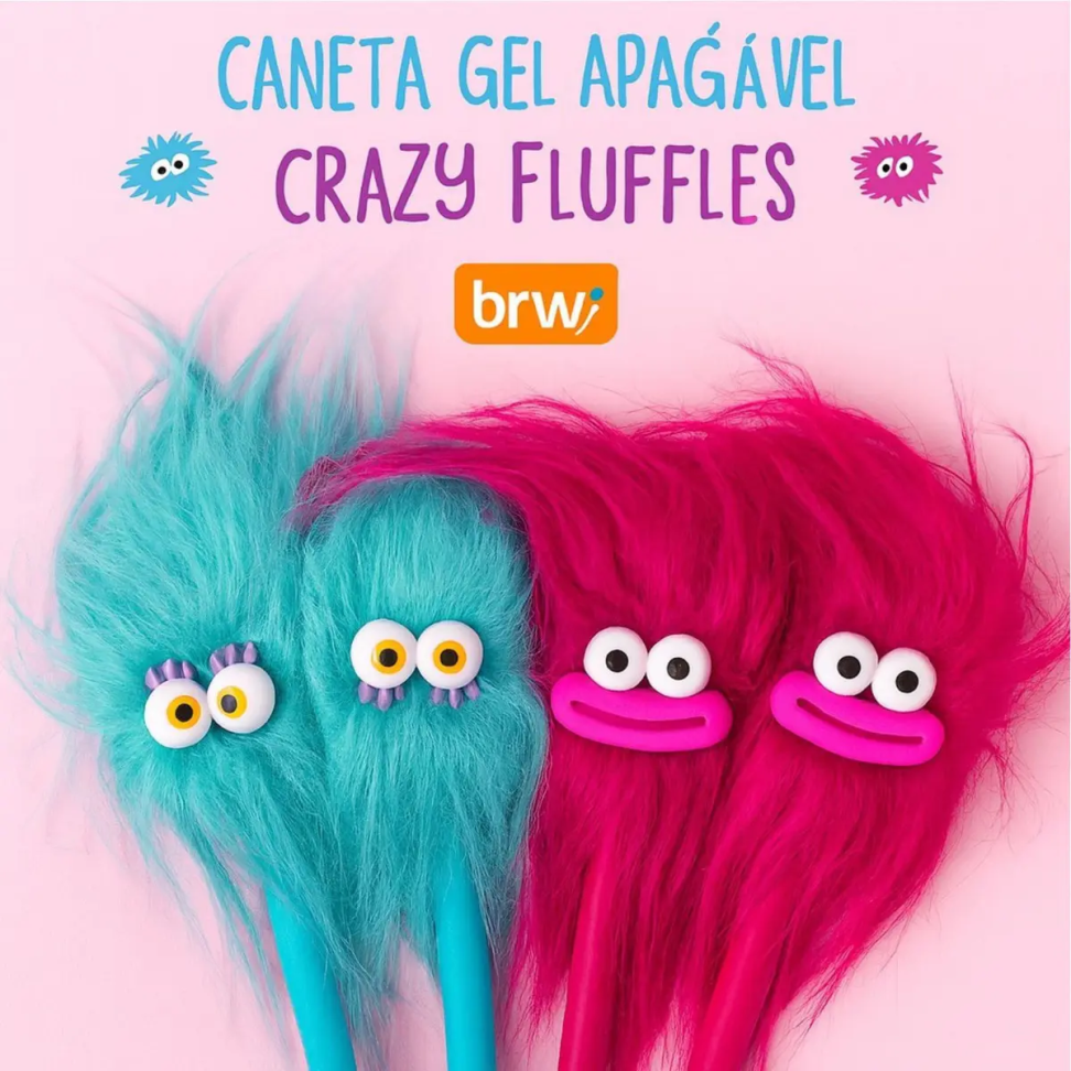 Caneta esferográfica 0,7 gel apagável crazy fluffles