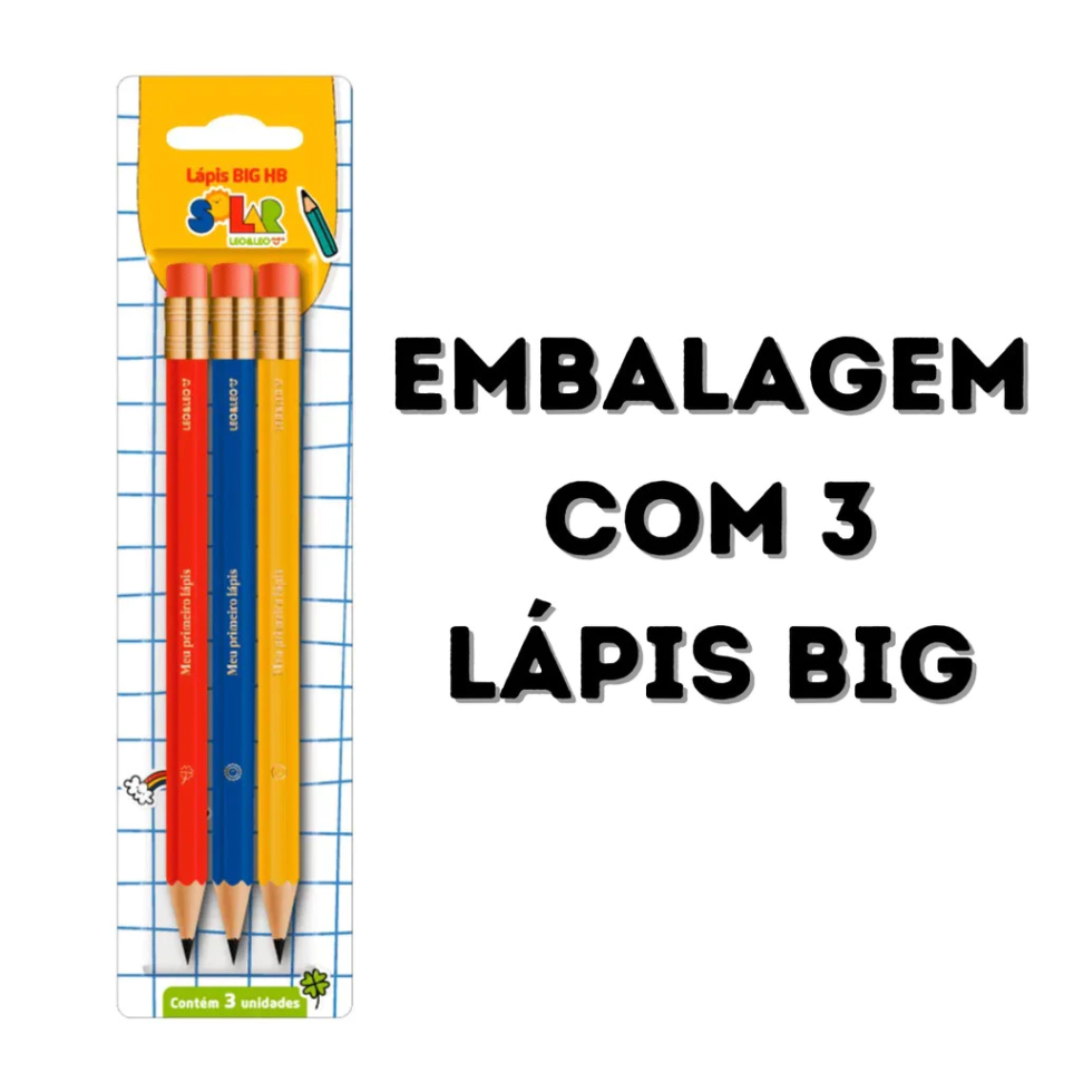 Lápis de Escrever com Borracha BIG HB Solar – Blister com 3 Peças | Leo&Leo - #3