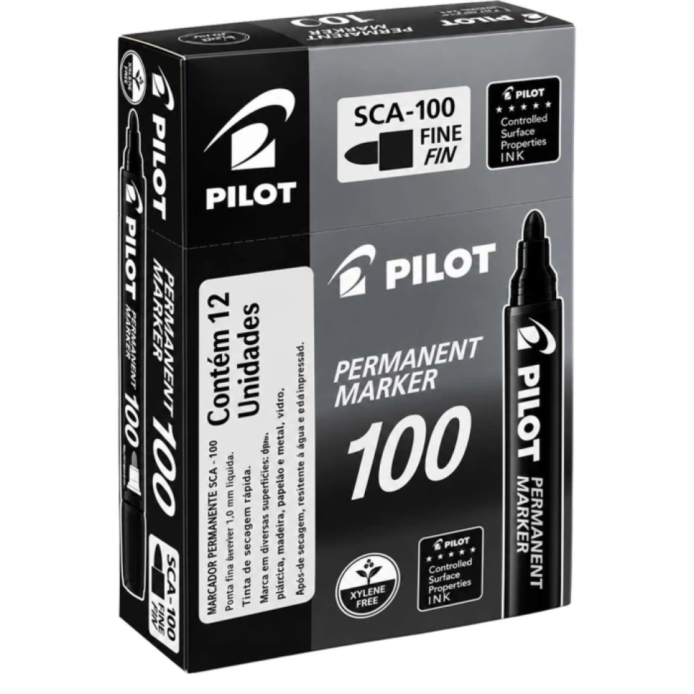 🖊️ Pincel Permanente Industrial Marker SCA-100 – Azul e Preto - #5
