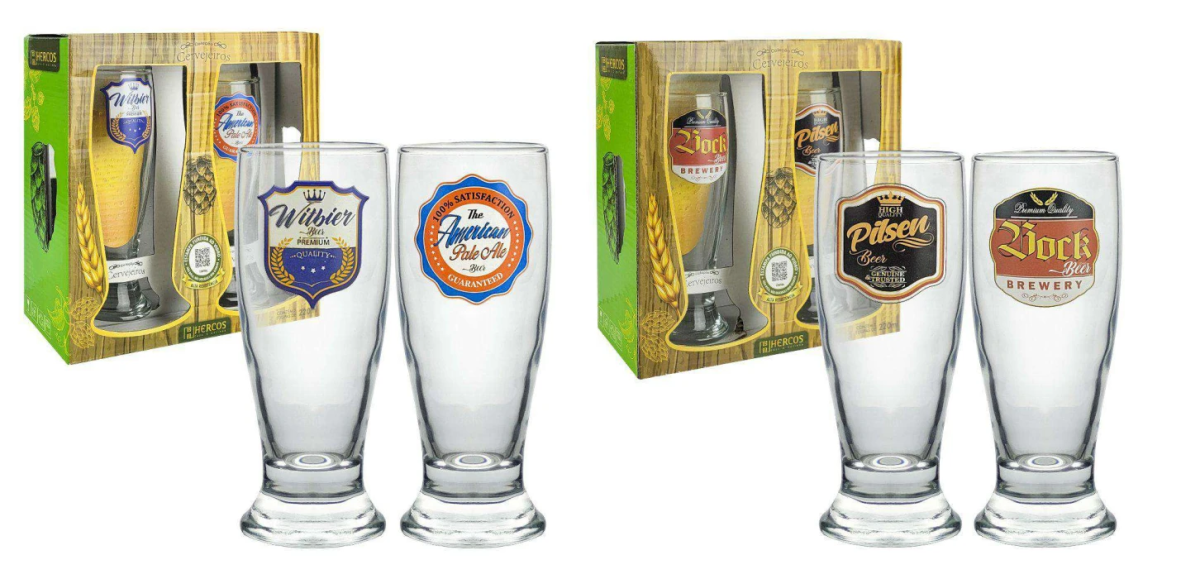 CONJUNTO COPO VIDRO TULIPA CERVEJEIROS 220ML C/2PCS HERCOS(V)