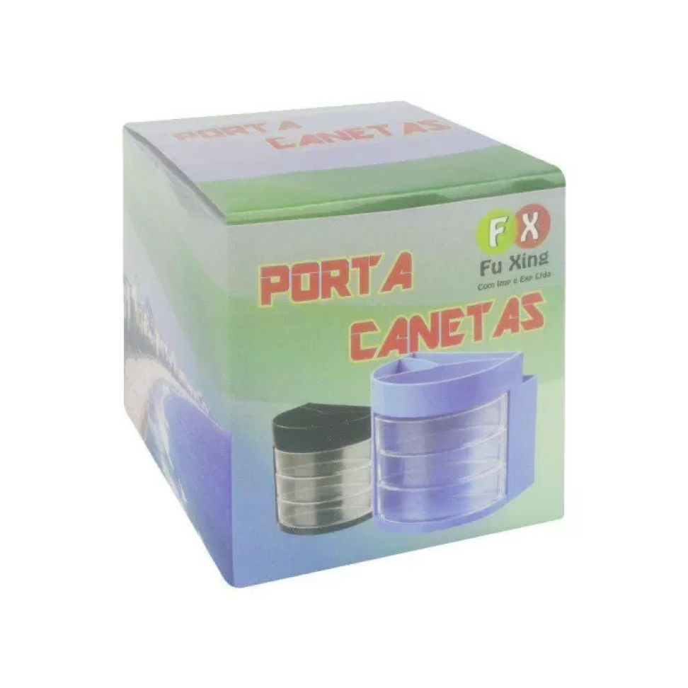 Porta Canetas, Clips e Lembrete Acrílico 3x1 Sortido Fu Xing
