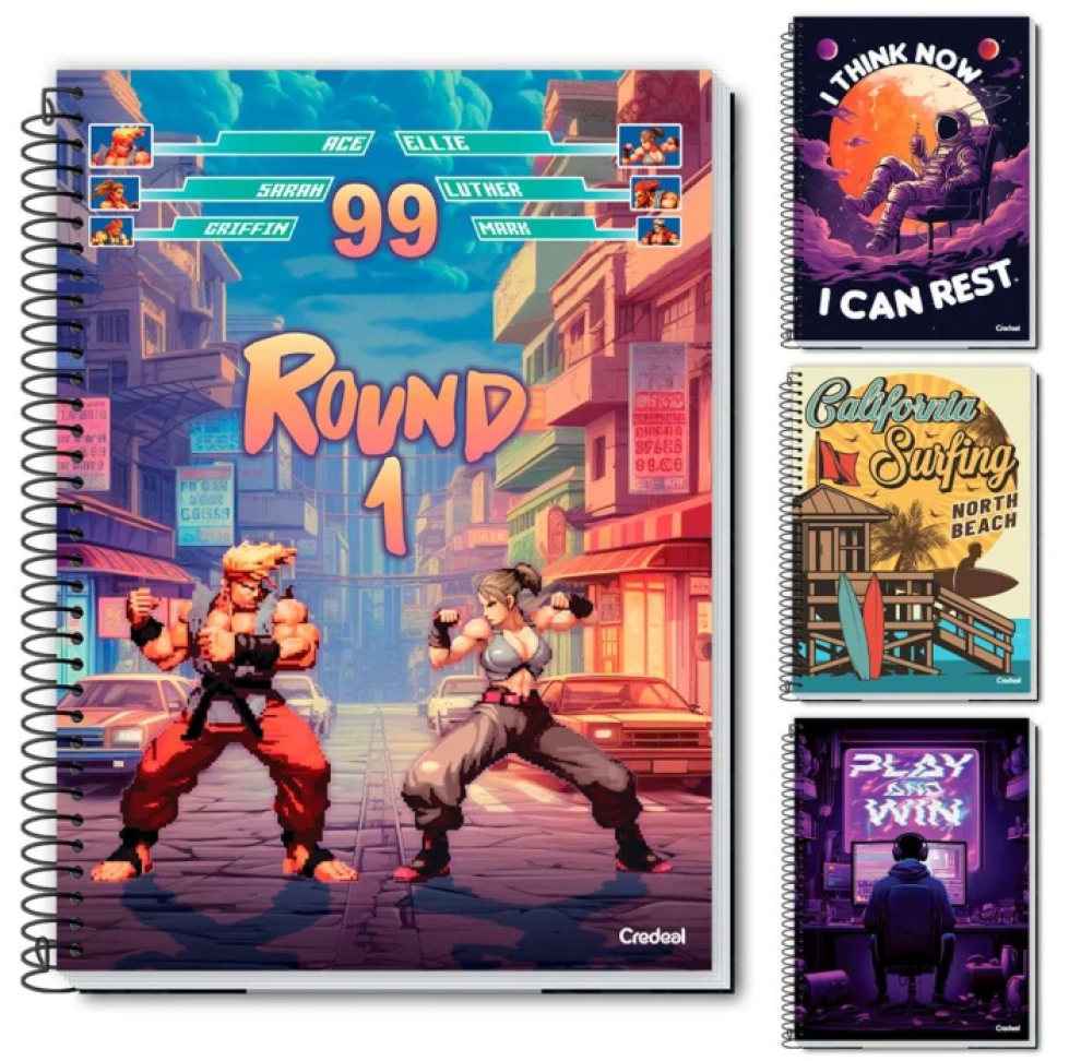 Caderno capa dura 10 matérias 160 folhas masculino My Collection Credeal