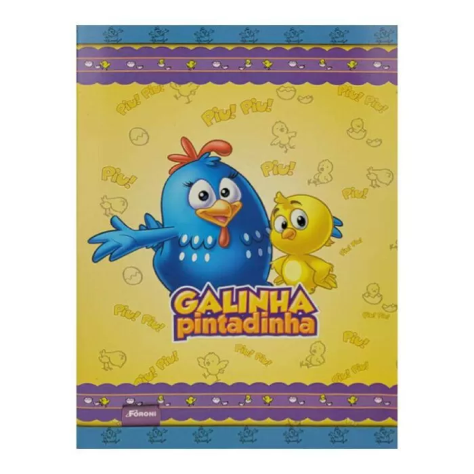 Caderno capa cartão brochurão 80 folhas e brochura 96 folhas Galinha Pintadinha Foroni