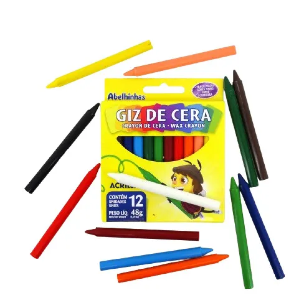 Giz de cera pequeno com 12 unidades Acrilex