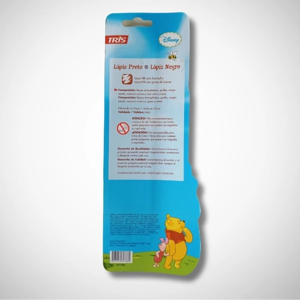Lápis de Escrever com Borracha Pooh – Blister com 4 Unidades | Tris