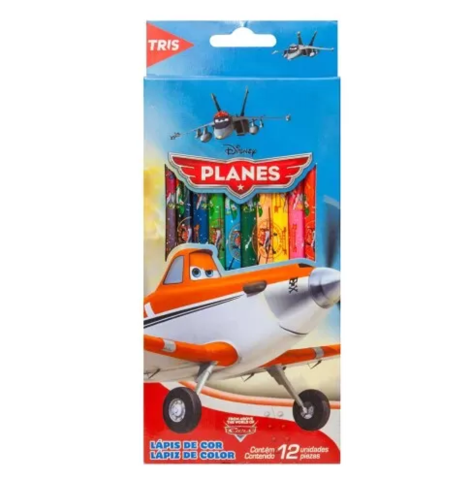 Lápis de cor disney Planes aviões com 12 cores Tris