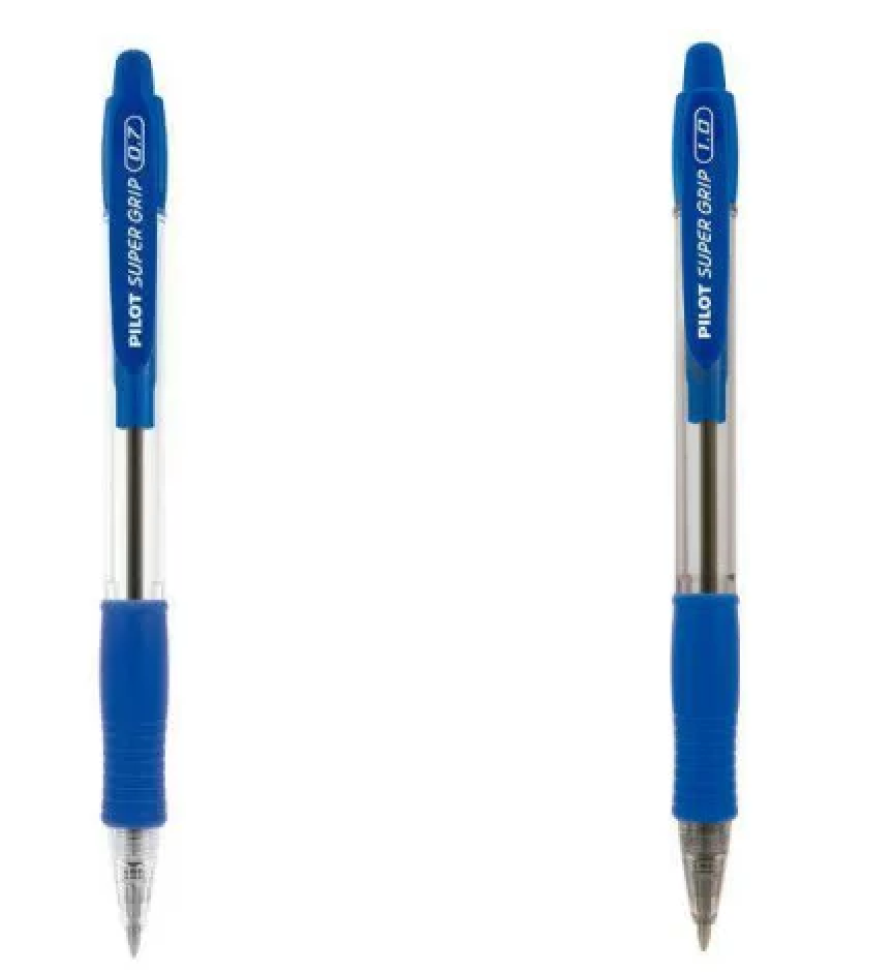 Caneta Esferográfica BPS Grip Retrátil 0.7 ou 1.0 Azul Pilot