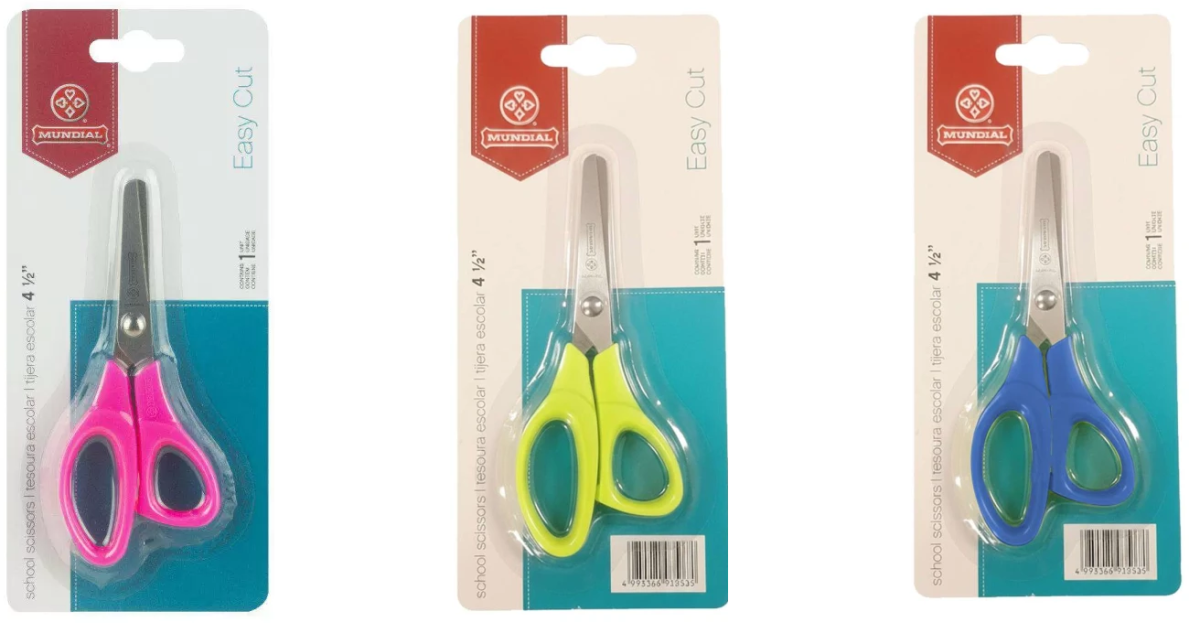 Tesoura Escolar Creative Colorida 11cm Mundial – Azul, Verde e Rosa