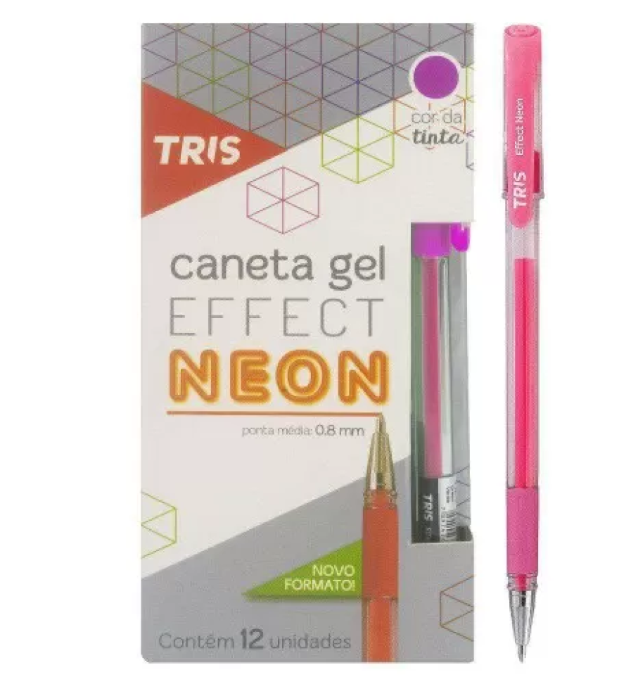 Caneta Gel Effect Neon 1.0mm TRIS – Verde, Roxa, Laranja e Rosa - #3