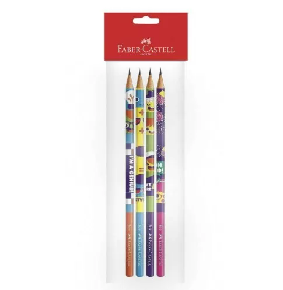 Lápis de escrever carinhas ecolapis blister com 04 unidades sortidos Faber Castell