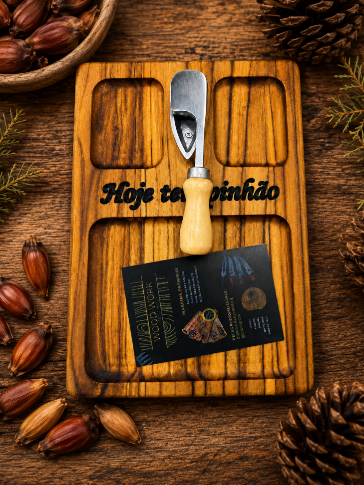 Descascador de Pinhão com Tábua Prático Durável e Ideal para Uso Doméstico