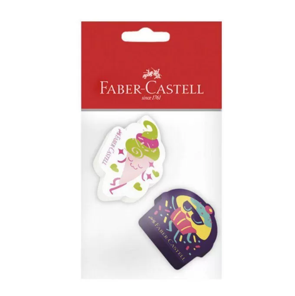 Borracha decorada Candy Party com 02 unidades sortidas blister Faber Castell