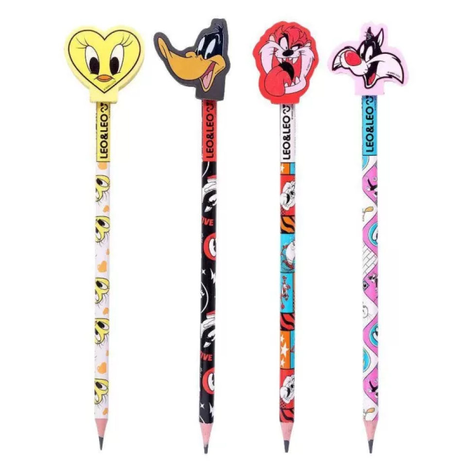 Lápis de Escrever com Borracha Looney Tunes – 1 Unidade | Leo&Leo
