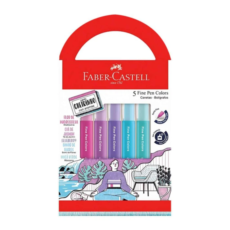 Caneta Fine Pen Faber-Castell com Cheirinho de Frutas 0,4 mm – Estojo com 5 Unidades - #3