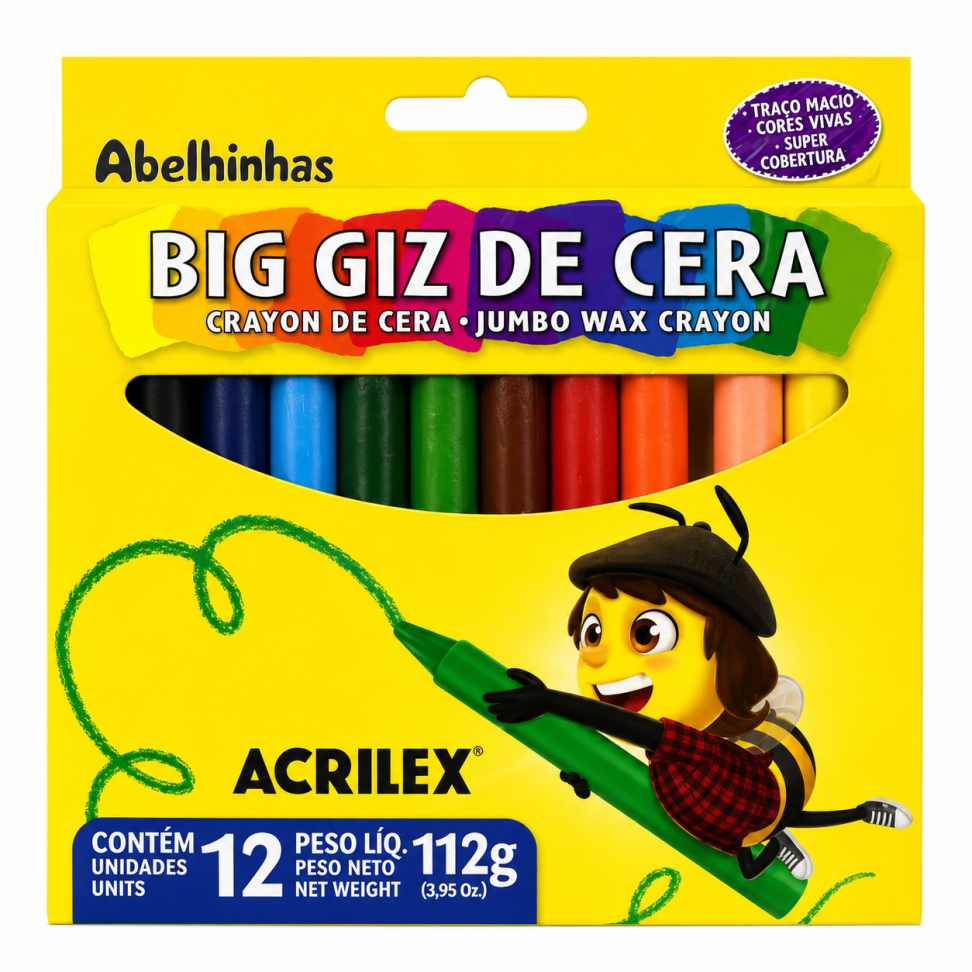 Gizão de cera com 12 cores Acrilex