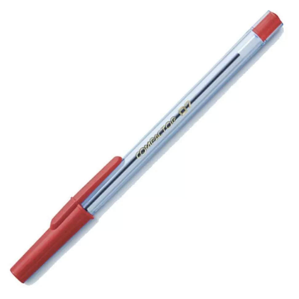 Caneta esferográfica 07 com 01 unidade azul preta vermelha Compactor - #9