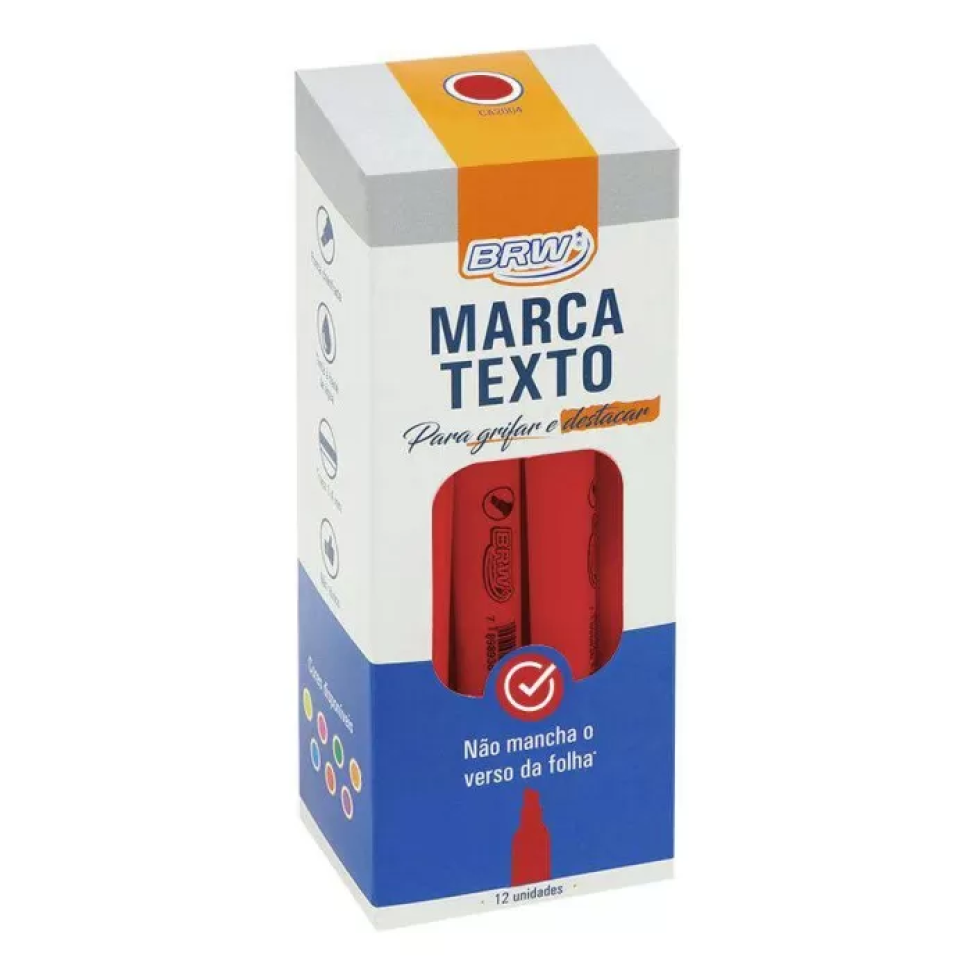Caneta Marca Texto BRW Fluorescente – Vermelha, Roxa e Verde - #7