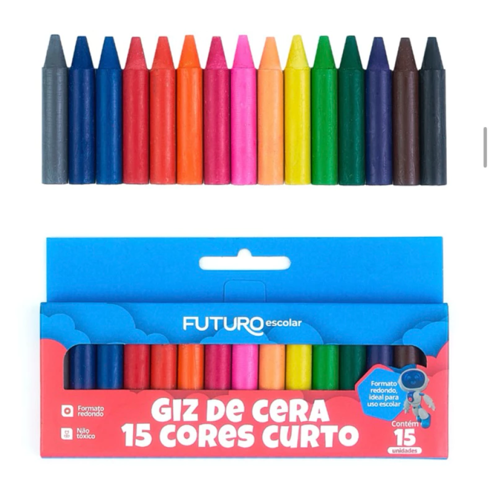 Giz de cera curto com 15 unidades Futuro