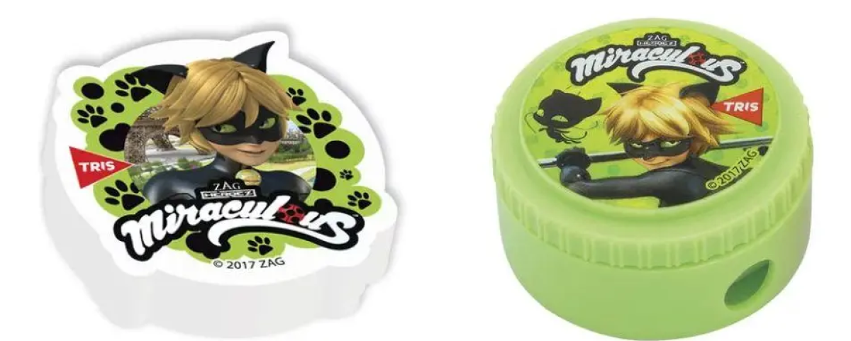Apontador + Borracha Miraculous Cat Noir - Tris