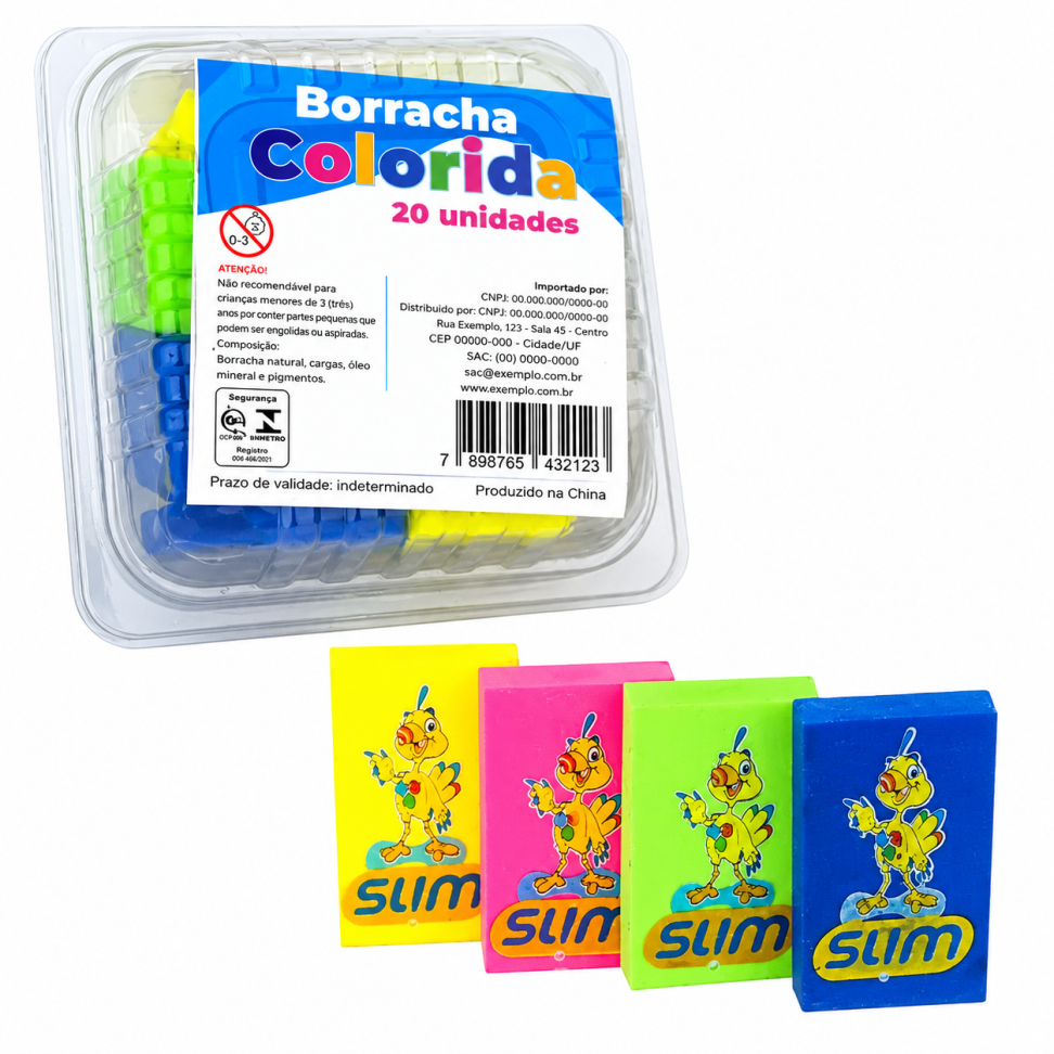 Borracha colorida com 01 unidade Slim