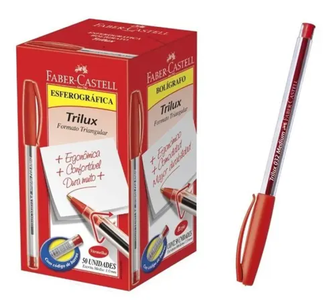 Caneta Esferográfica Fix Trilux Faber-Castell – Azul, Preta e Vermelha - Und - #4