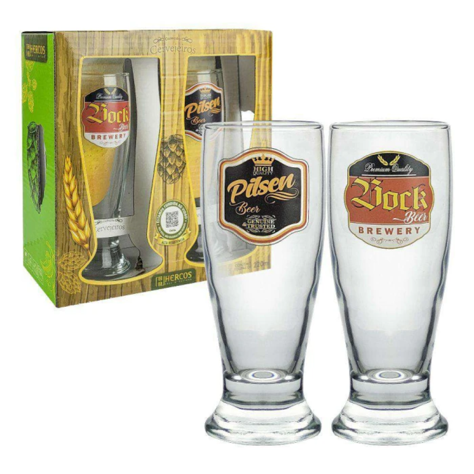 CONJUNTO COPO VIDRO TULIPA CERVEJEIROS 220ML C/2PCS HERCOS(V)