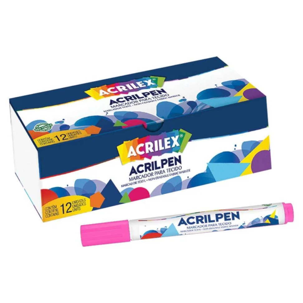 Caneta acrilpen Acrilex - Preto, Azul, Vermelho e Rosa - #5