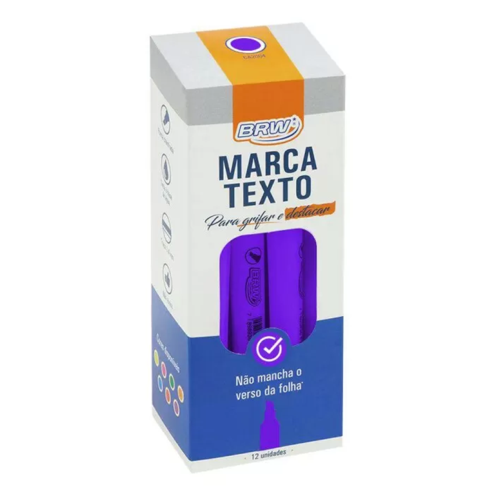 Caneta Marca Texto BRW Fluorescente – Vermelha, Roxa e Verde - #5