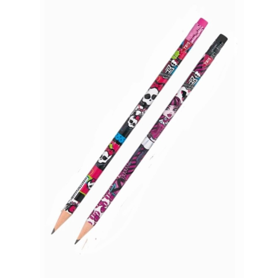 Lápis de escreve com borracha blister com 04 unidades Monster High