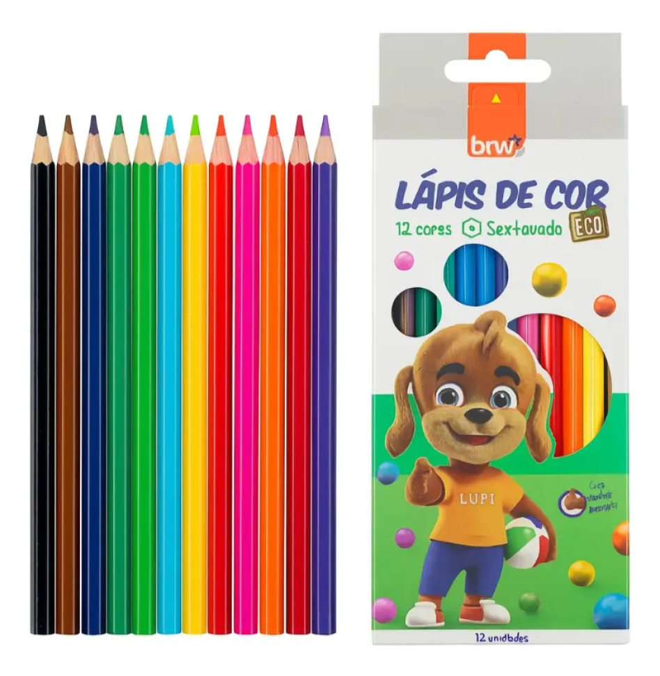 Lápis de cor eco sextavado com 12 cores Brw