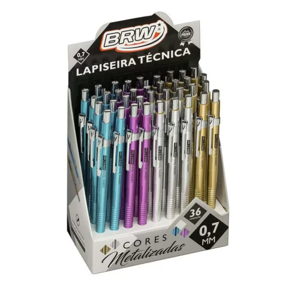 Lapiseira Técnica 0,7 mm Metalizada – 1 Unidade | BRW