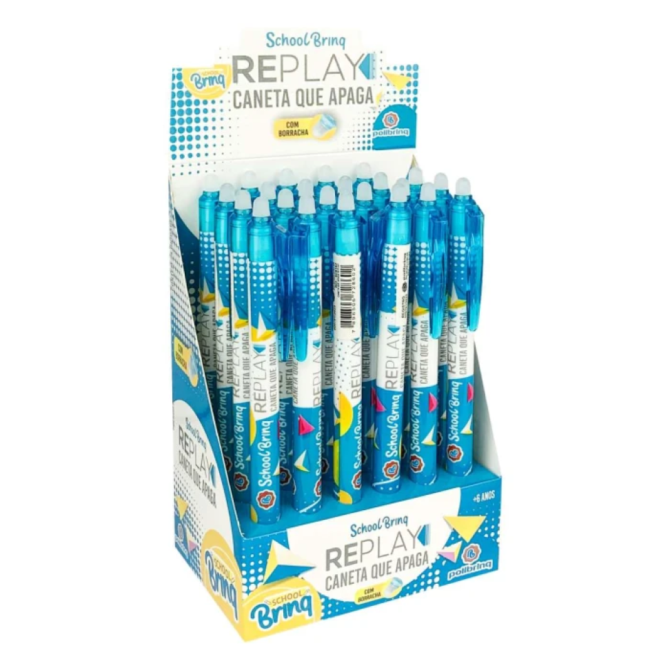 Caneta esferográfica 0,7 apagável azul replay Polibrinq