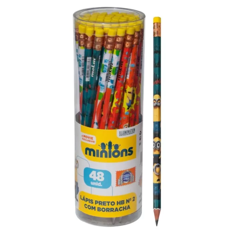 Lápis de Escrever Minions com Borracha – 1 Unidade | Molin