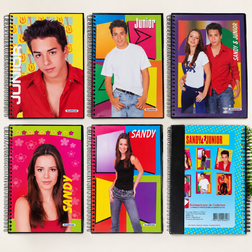 Caderno Sandy e Junior oficial - SULAMERICANA (modelo COM velcro)