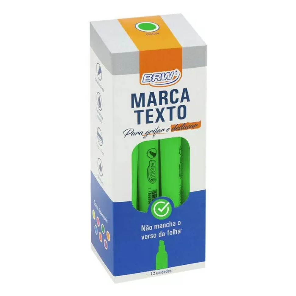 Caneta Marca Texto BRW Fluorescente – Vermelha, Roxa e Verde - #6