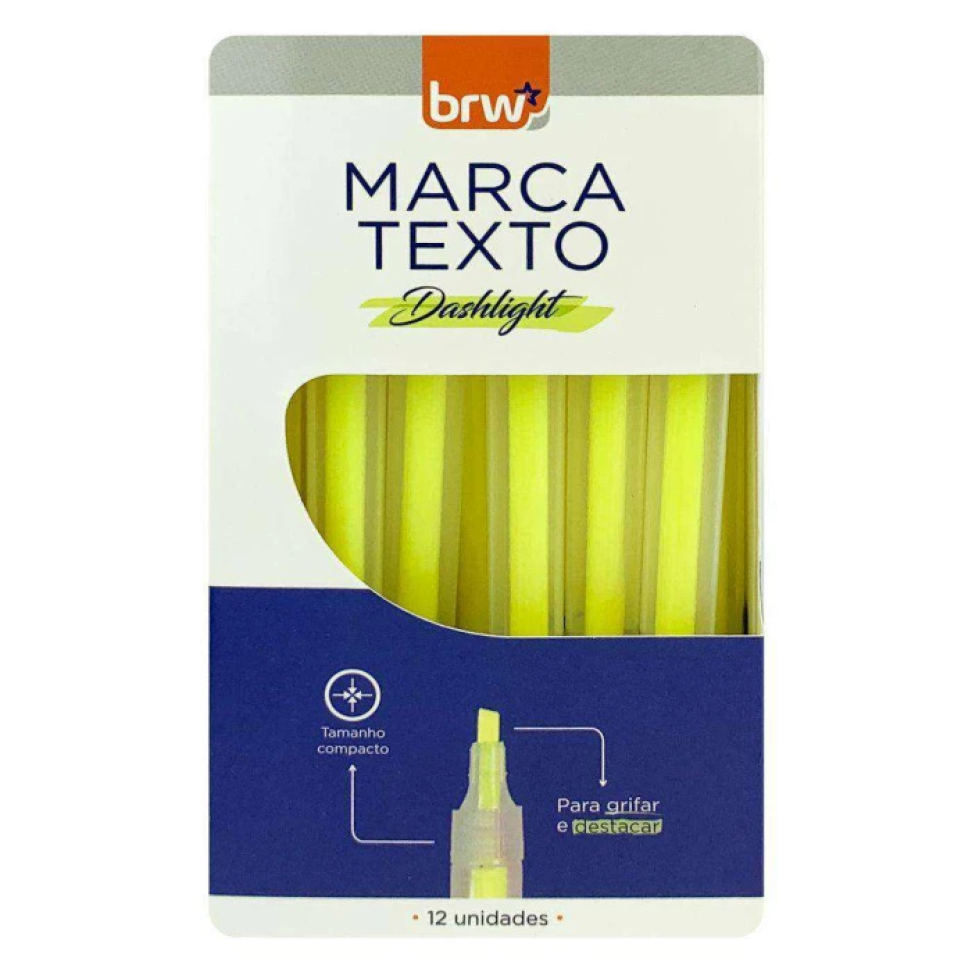 Caneta Marca Texto Transparente BRW – Verde, Rosa, Laranja e Amarelo Fluorescente - #6