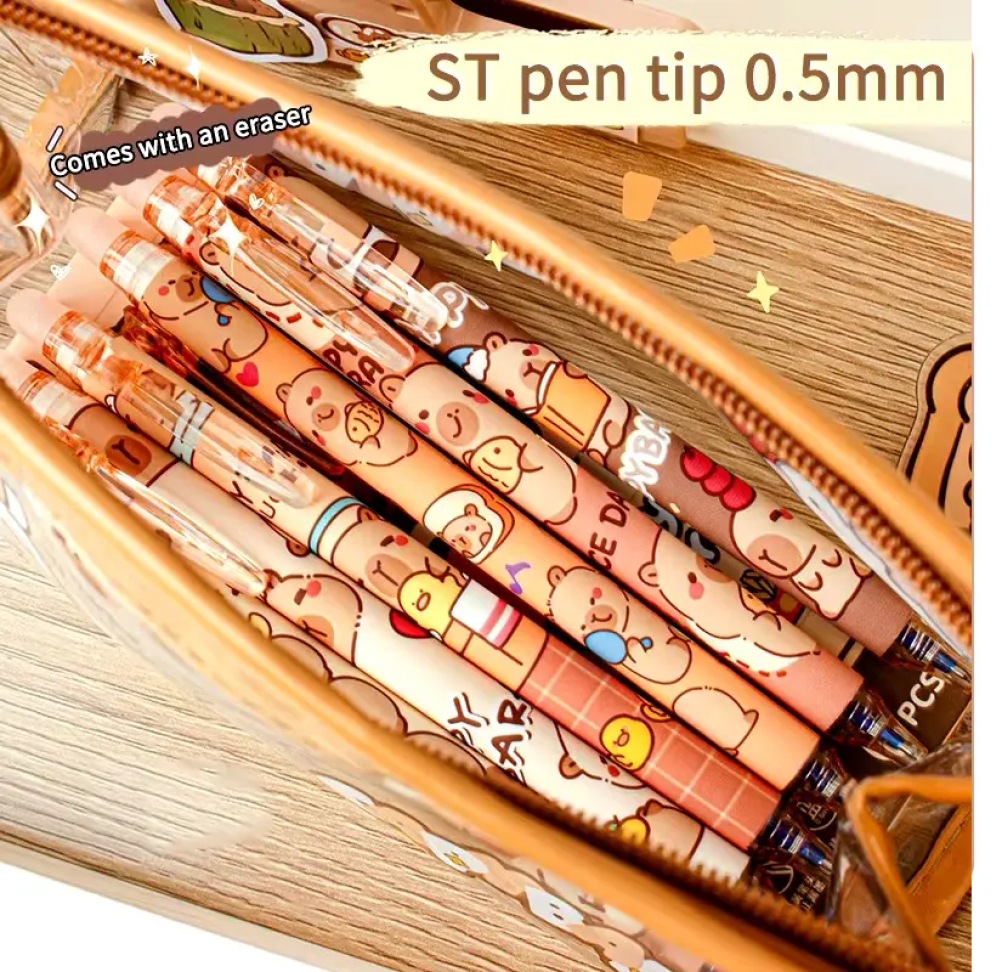 Kit 6 Canetas Apagáveis Capivara Filó Papelaria Fofa Kawaii - #7