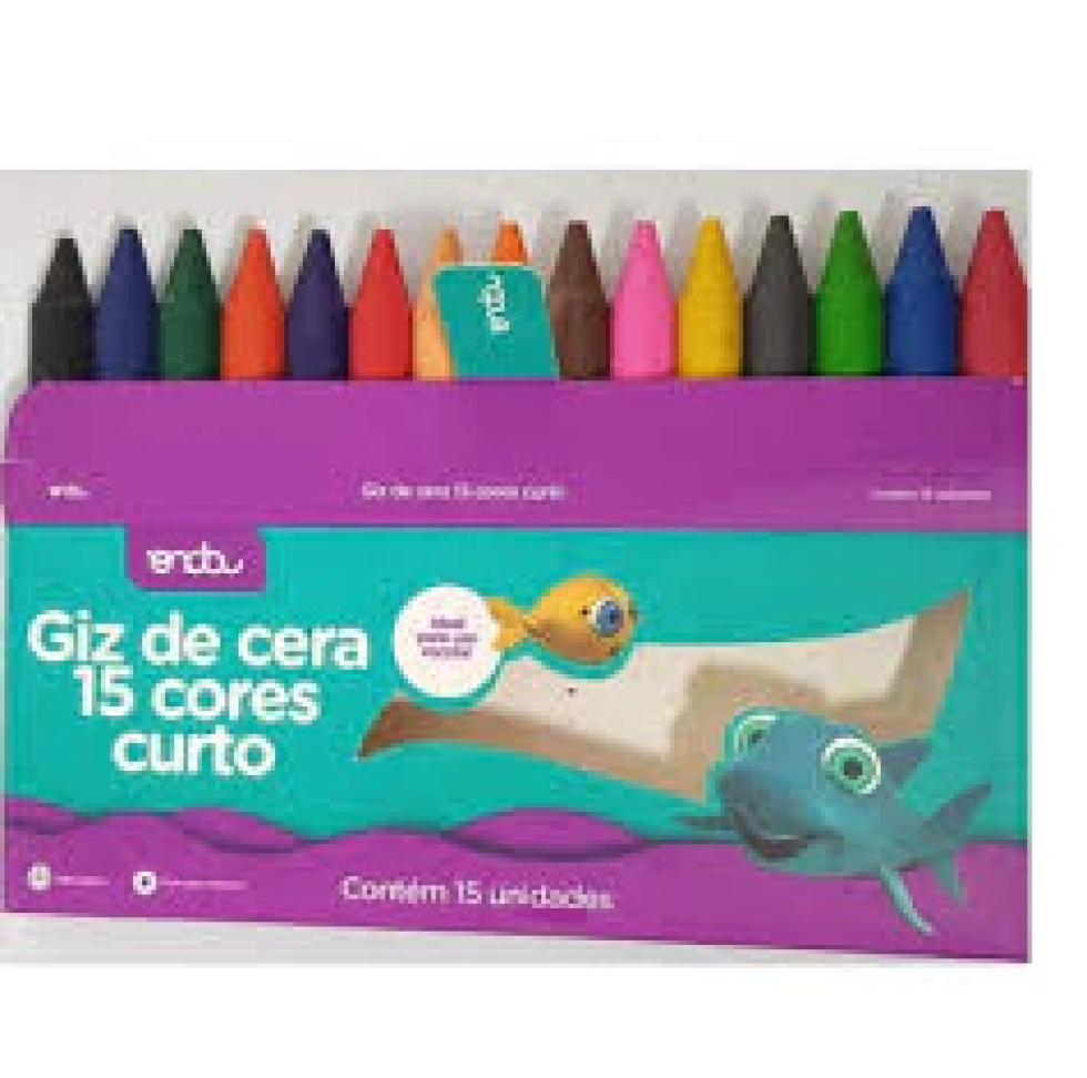 Giz de cera curto com 15 cores Onda Pro