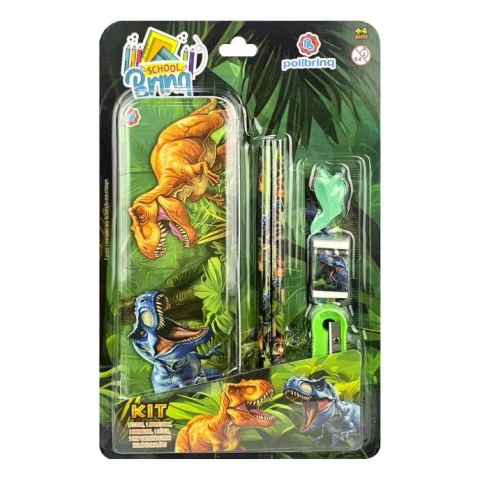 Kit escolar estojo de metal com 07 peças sortidos Polibrinq - #3
