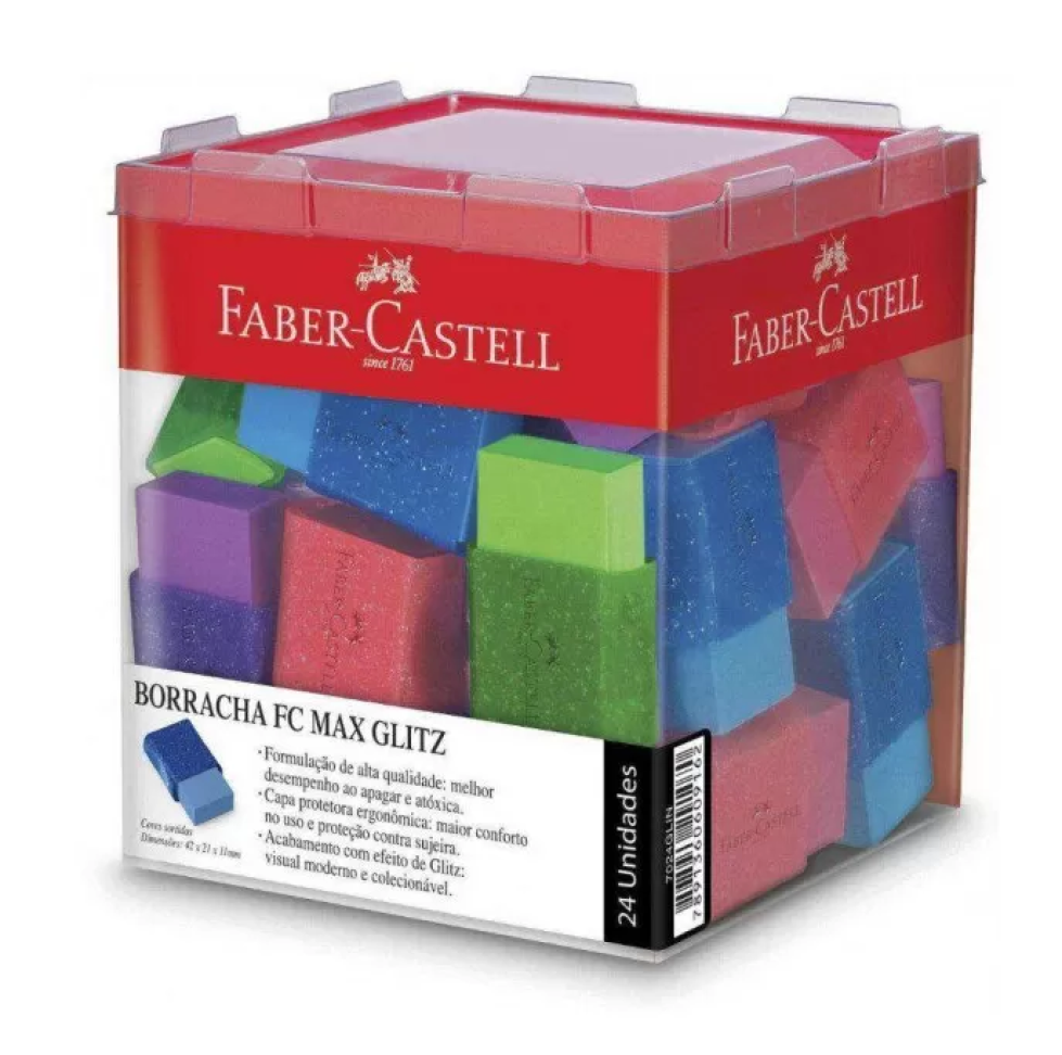 Borracha com capa glitter tk glitz colorida com 01unidade Faber Castell